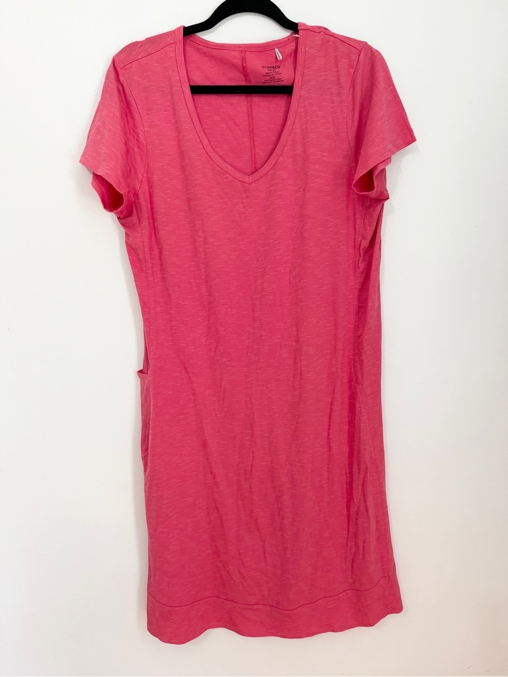 Toad & Co. Womens Orange Dress With Pocket organic cotton V-Neck large